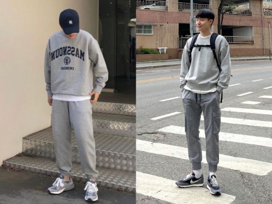 Áo sweater phối với quần jogger