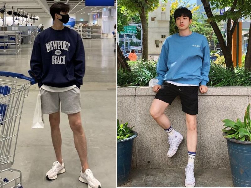 Áo sweater phối với quần short