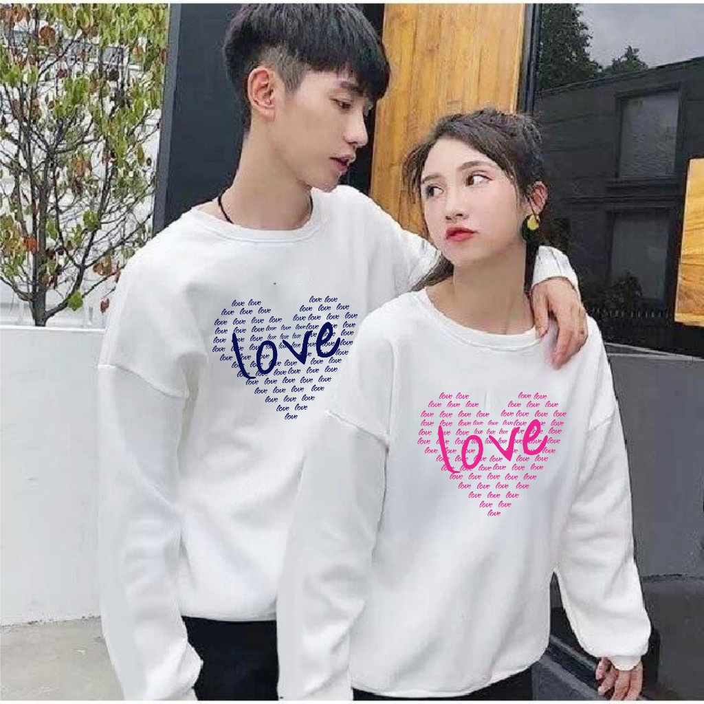 Áo Sweater đôi kiểu họa tiết chữ